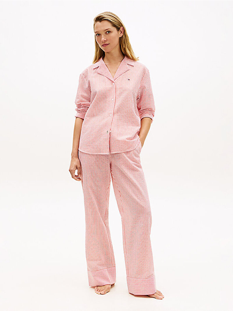 Kadın Seersucker Gömlek Pijama Üstü Kırmızı UW0UW063040EW