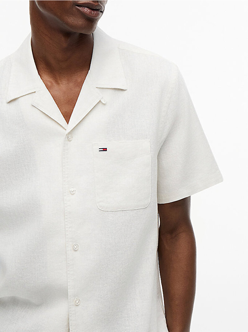 Erkek TJM Regular Linen Blend Gömlek Ekru DM0DM23058YBL