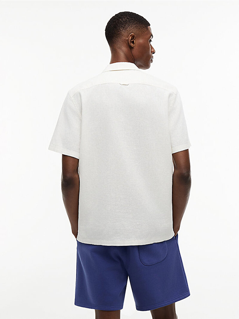 Erkek TJM Regular Linen Blend Gömlek Ekru DM0DM23058YBL