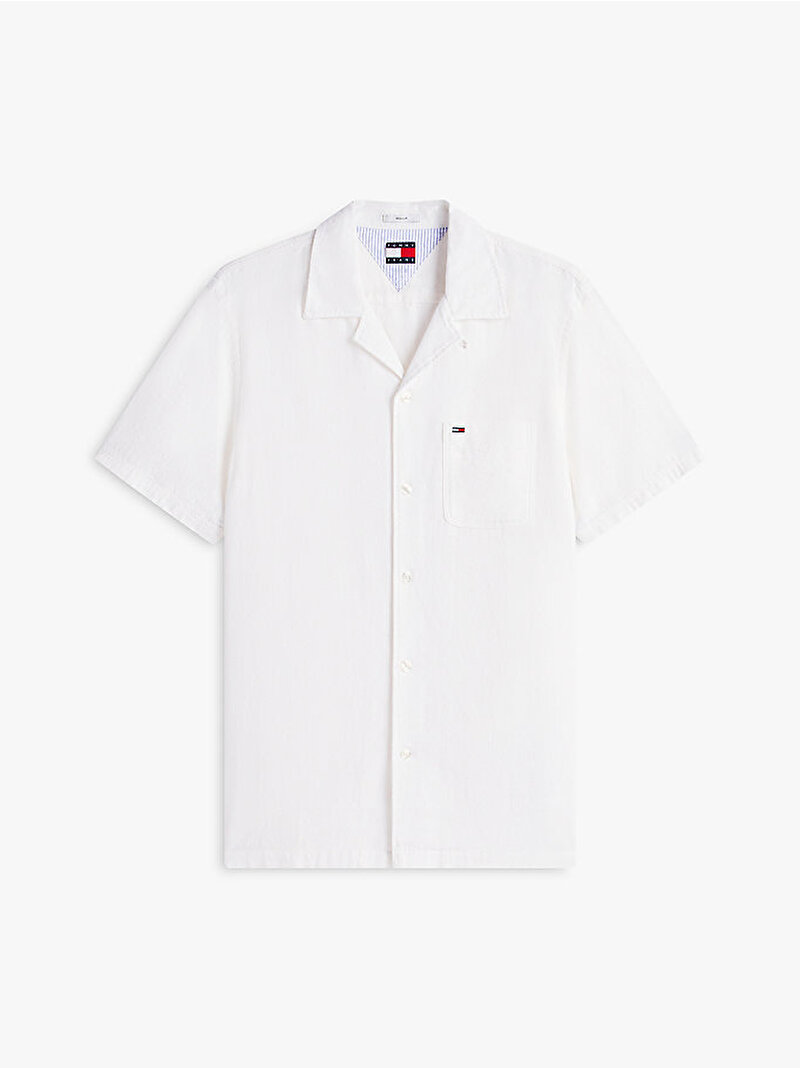 Erkek TJM Regular Linen Blend Gömlek Ekru DM0DM23058YBL