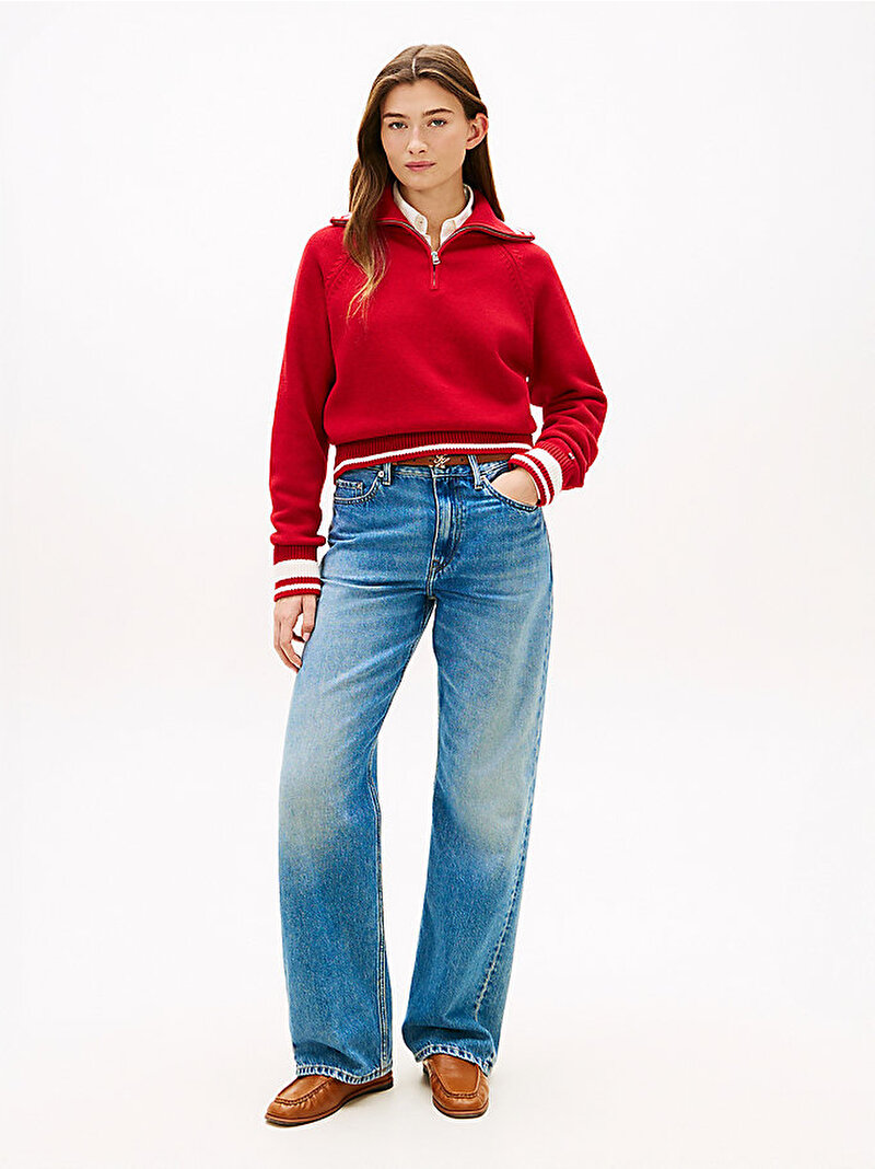 Kadın Varsity Relaxed Kazak Kırmızı WW0WW48478XLD