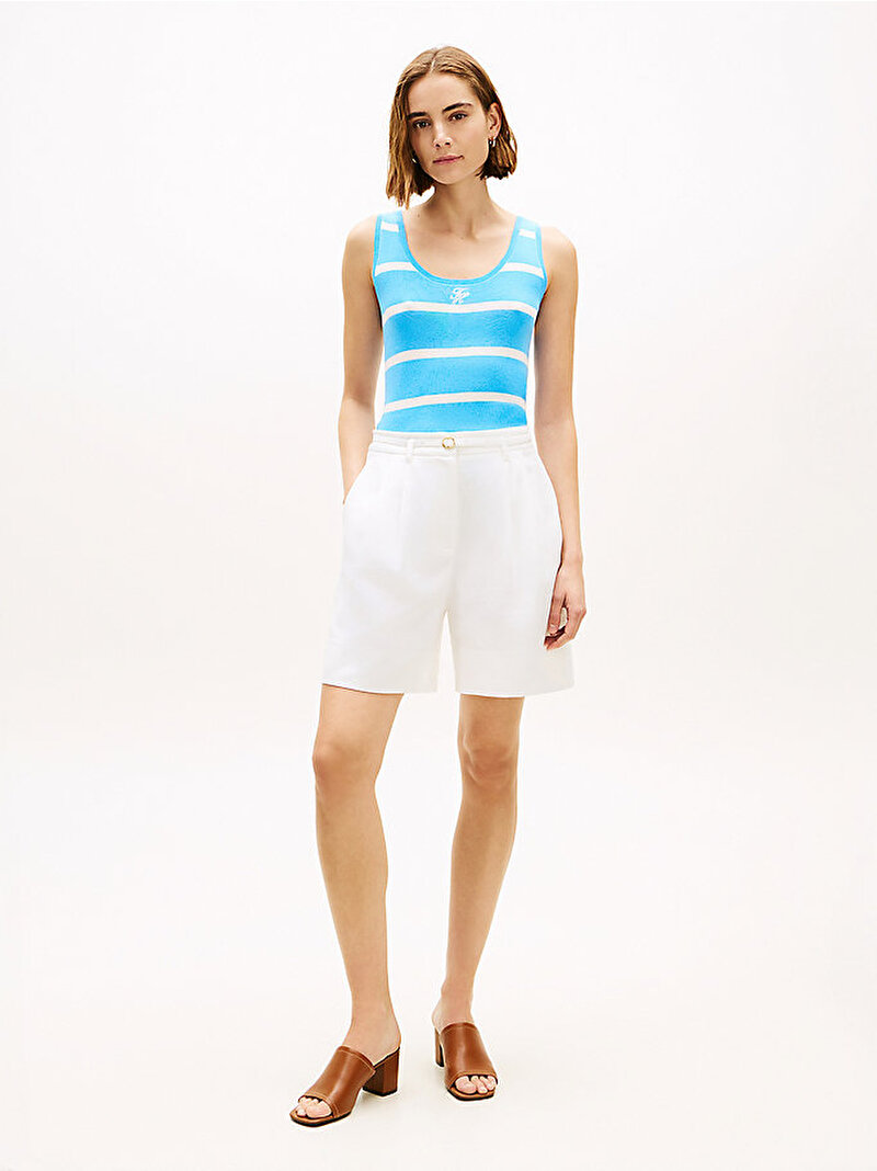 Kadın Full Needle Tank Top Mavi WW0WW484800X2