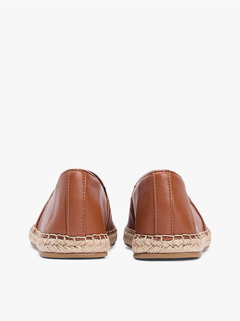 Kadın TH Logo Leather Espadril Kahverengi FW0FW09246GP4