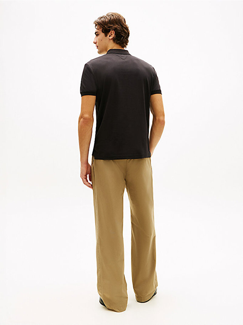 Erkek Interlock Zip Regular Polo T-shirt Siyah MW0MW42758BDS