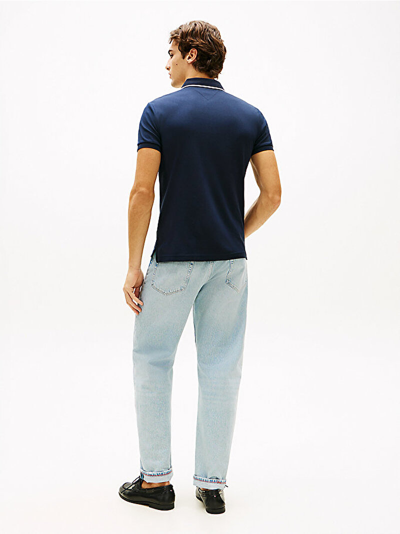 Erkek Liquid Cotton Tipped Polo T-shirt Lacivert MW0MW43144DW5