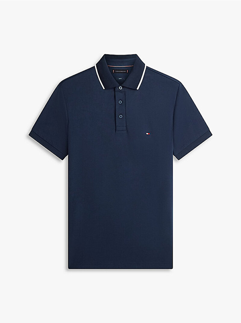 Erkek Liquid Cotton Tipped Polo T-shirt Lacivert MW0MW43144DW5
