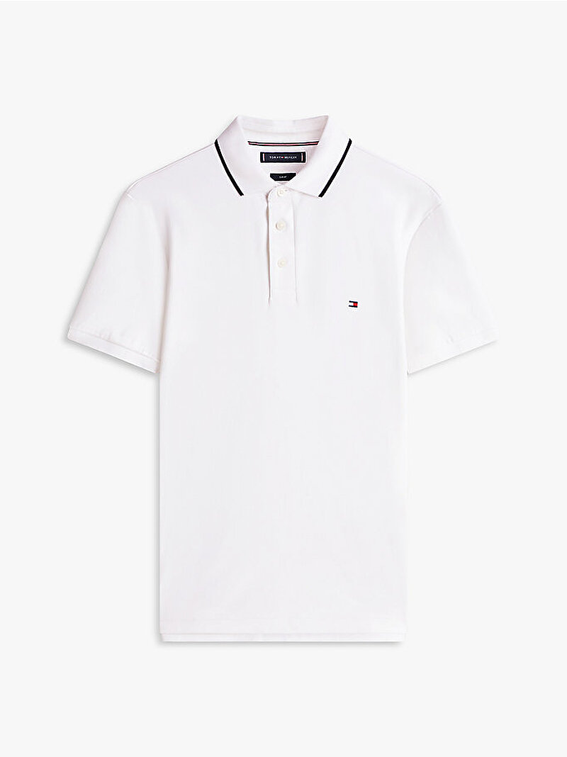 Erkek Liquid Cotton Tipped Polo T-shirt Beyaz MW0MW43144YBR