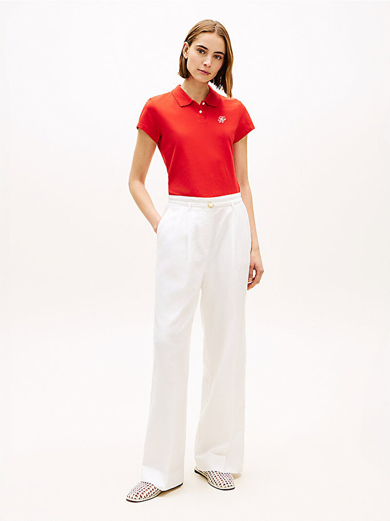 Kadın TH Slim Polo T-shirt Kırmızı WW0WW49259SNE