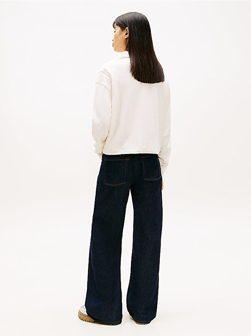 Kadın TJW Relax Varsity Sweatshirt Beyaz DW0DW22364YBH