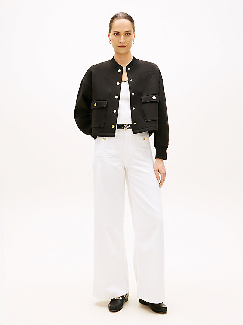 Kadın Gold Button Sweatshirt Siyah WW0WW48730BDS