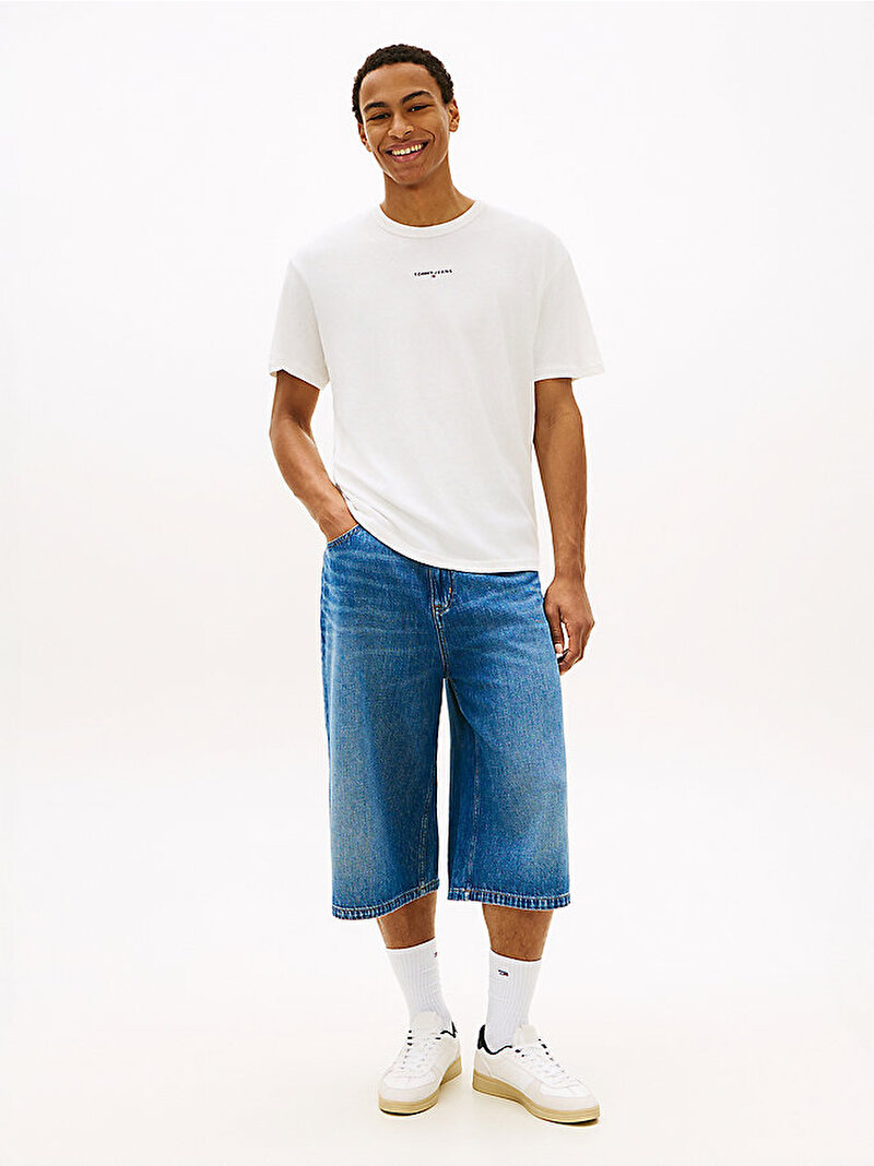 Erkek TJM Relax Linear Logo T-shirt Ekru DM0DM21110YBL