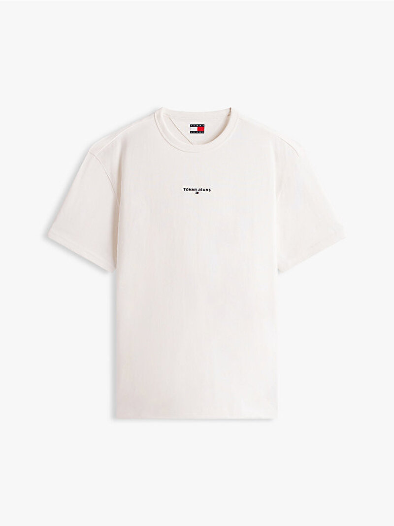 Erkek TJM Relax Linear Logo T-shirt Ekru DM0DM21110YBL