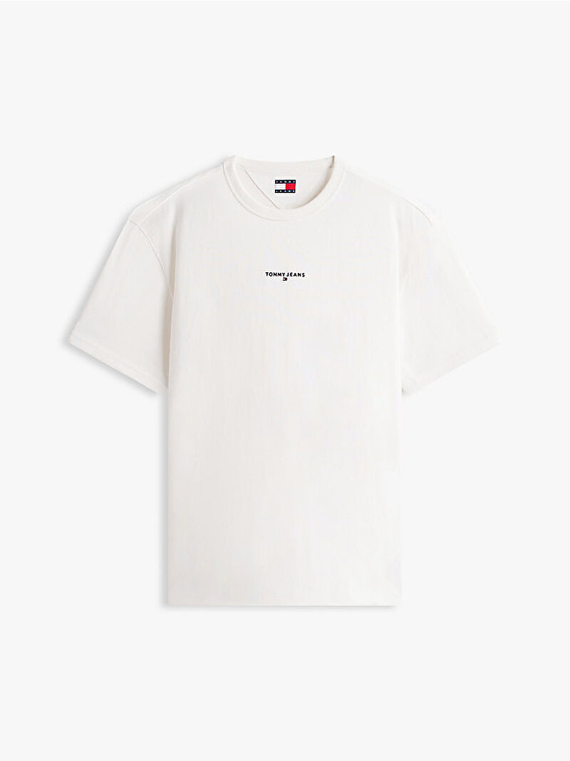 Erkek TJM Relax Linear Logo T-shirt Ekru DM0DM21110YBL