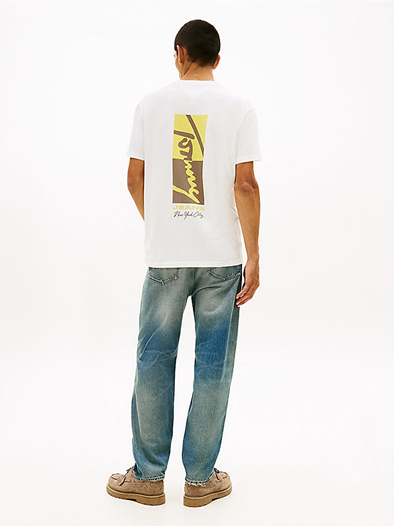Erkek TJM Regular Sign Block T-shirt Ekru DM0DM22532YBL