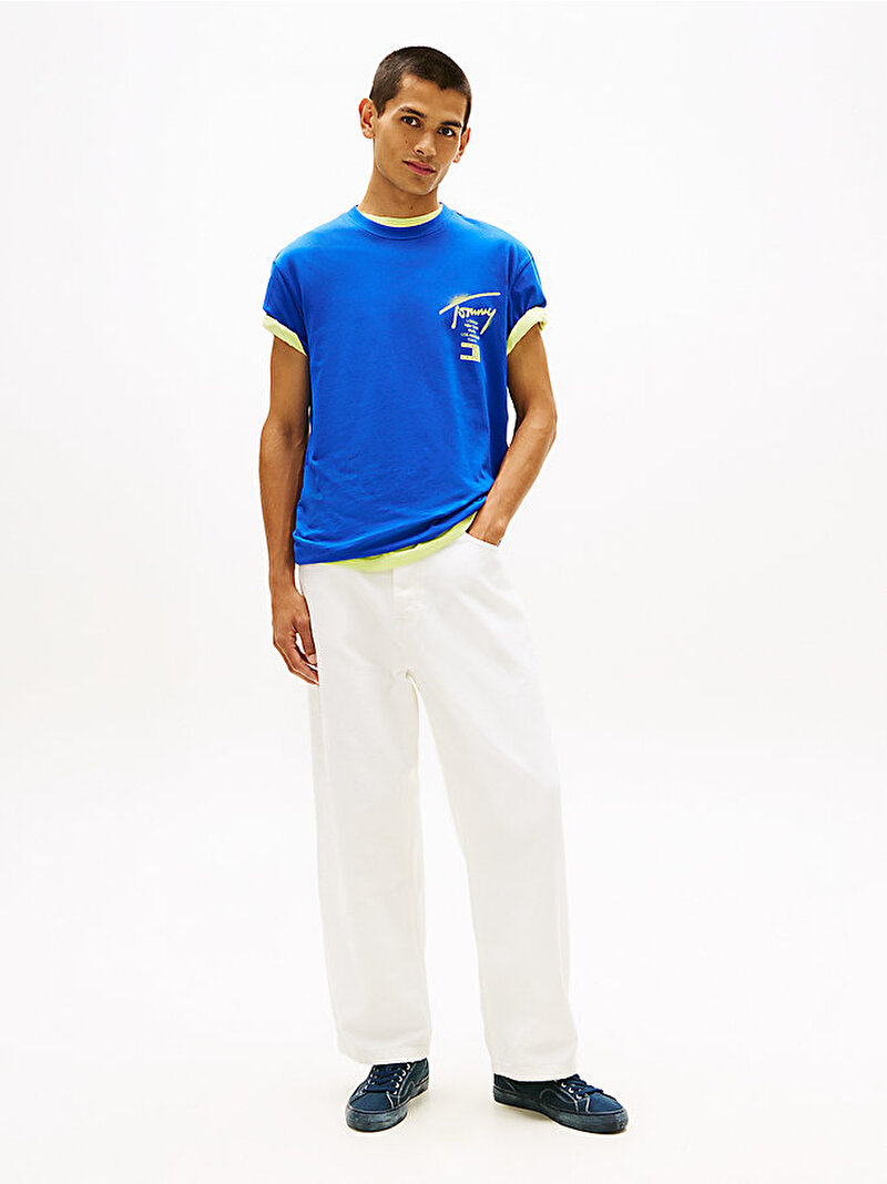 Erkek TJM Regular City T-shirt Mavi DM0DM22553C8O