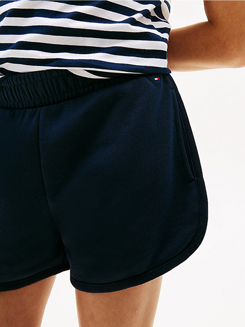 Kız Çocuk Glitter Tommy T-shirt Şort Set Lacivert KG0KG09349C1G