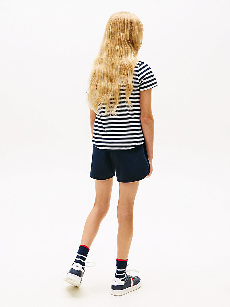 Kız Çocuk Glitter Tommy T-shirt Şort Set Lacivert KG0KG09349C1G