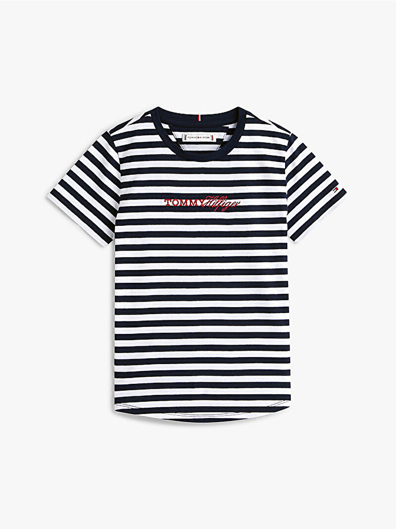 Kız Çocuk Glitter Tommy T-shirt Şort Set Lacivert KG0KG09349C1G