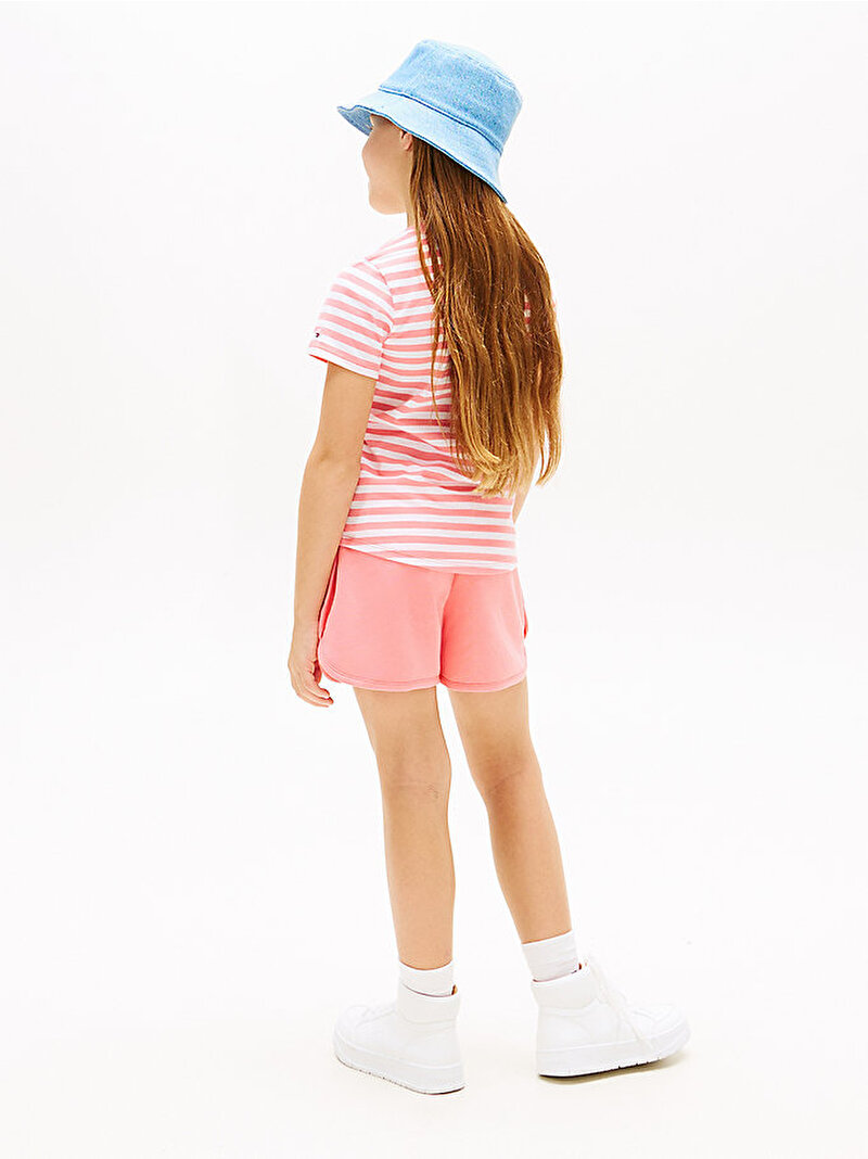 Kız Çocuk Glitter Tommy T-shirt Şort Set Pembe KG0KG09349TIE