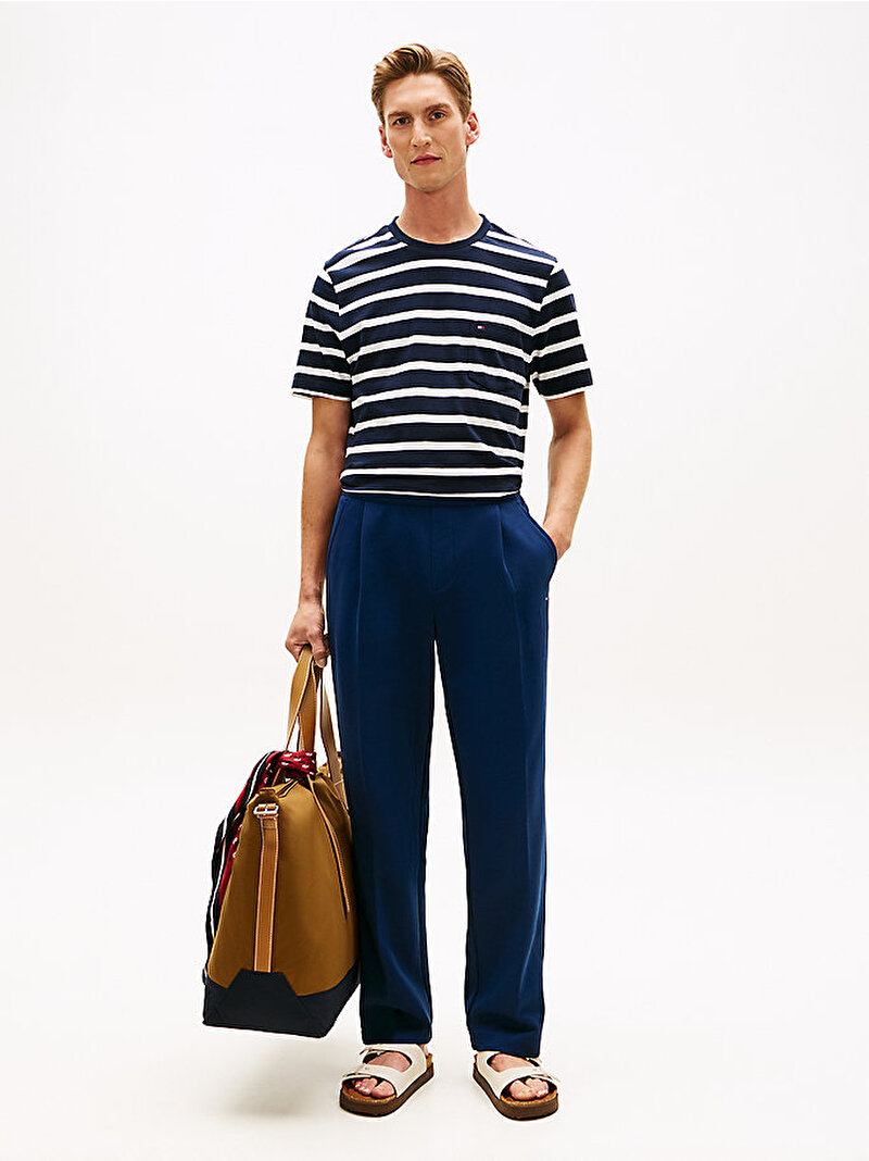 Erkek Essential Regular Fit Stripe T-shirt Lacivert MW0MW413780BC