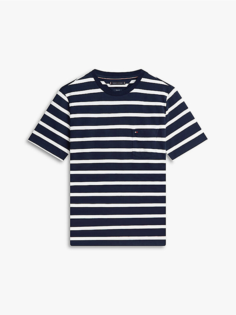 Erkek Essential Regular Fit Stripe T-shirt Lacivert MW0MW413780BC
