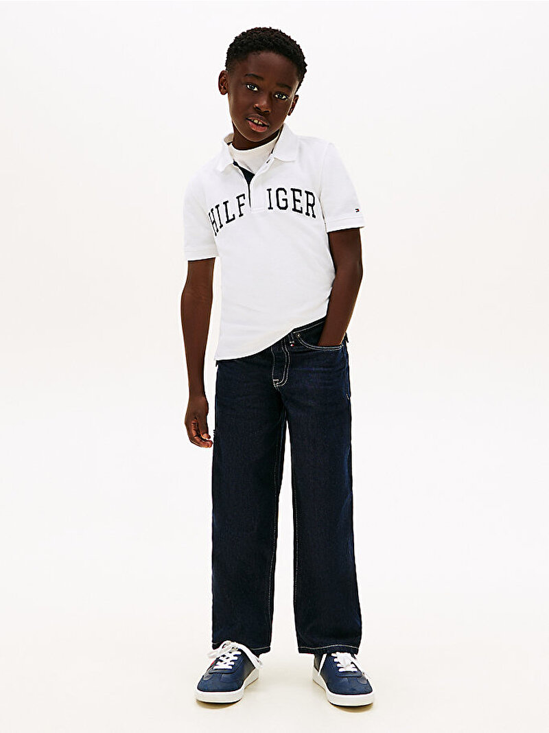 Erkek Çocuk Hilfiger Varsity Polo T-shirt Beyaz KB0KB10231YBR
