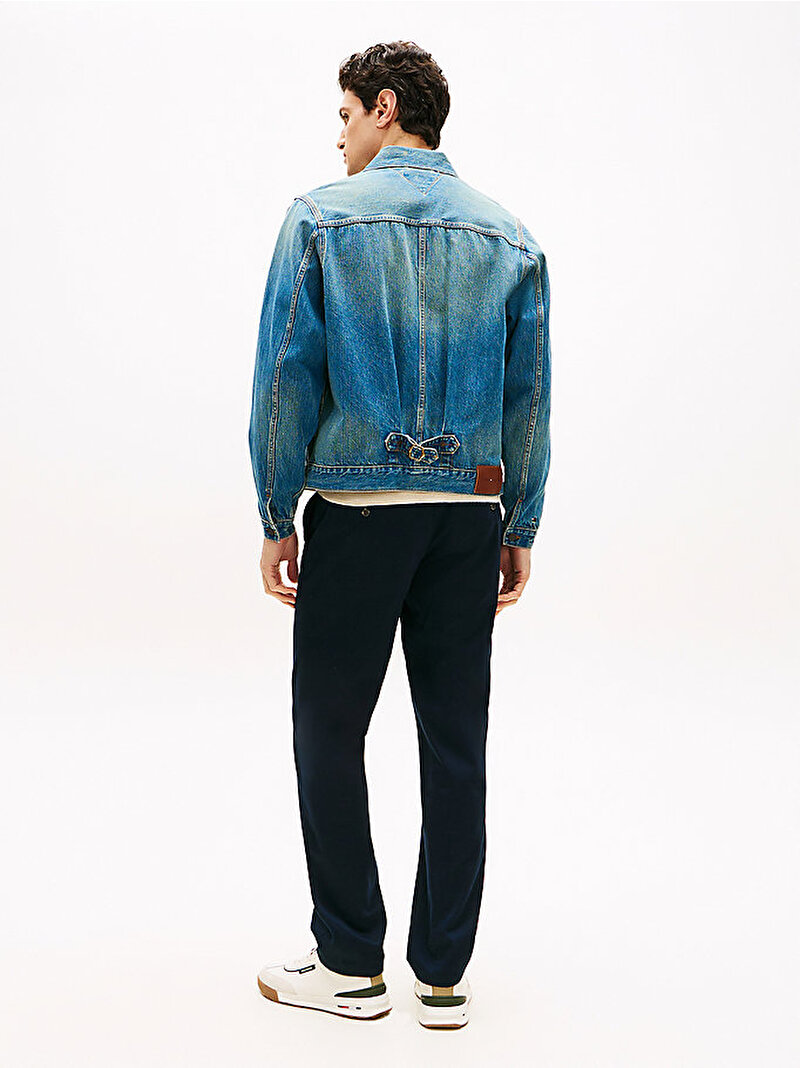 Erkek Trucker Denim Ceket Mavi MW0MW418781BA