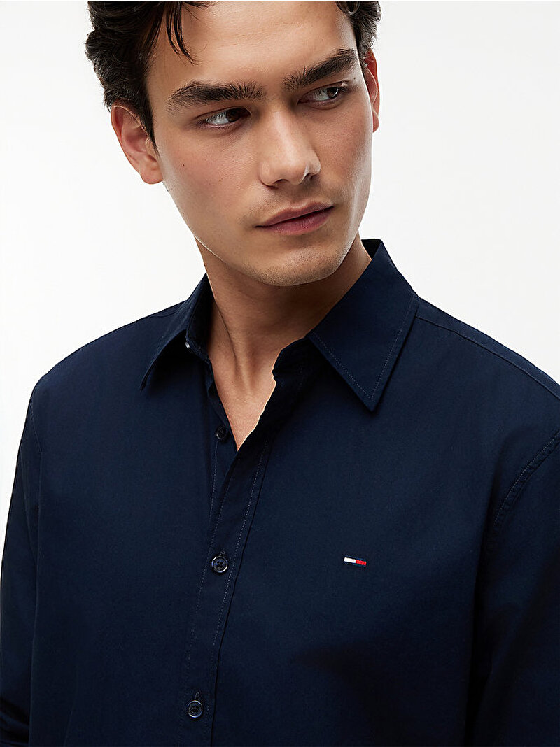 Erkek TJM Regular Poplin Gömlek Lacivert DM0DM22026C1G