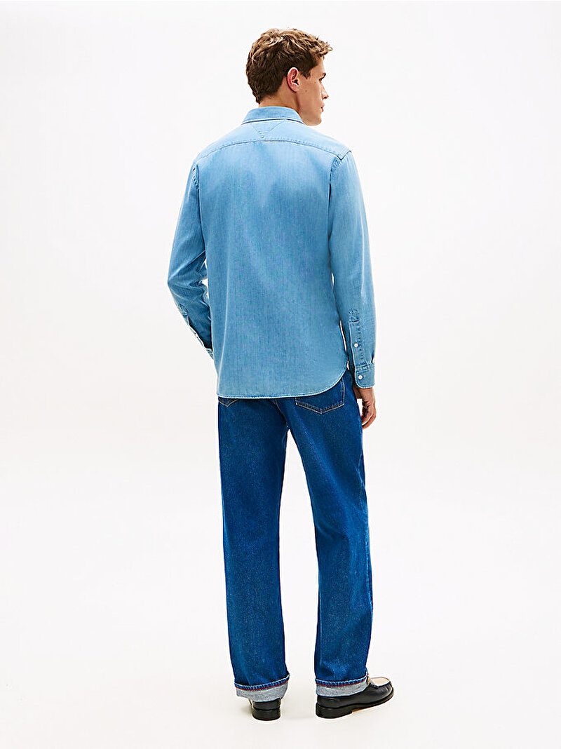 Erkek Lightweight Denim Gömlek Mavi MW0MW424311A4