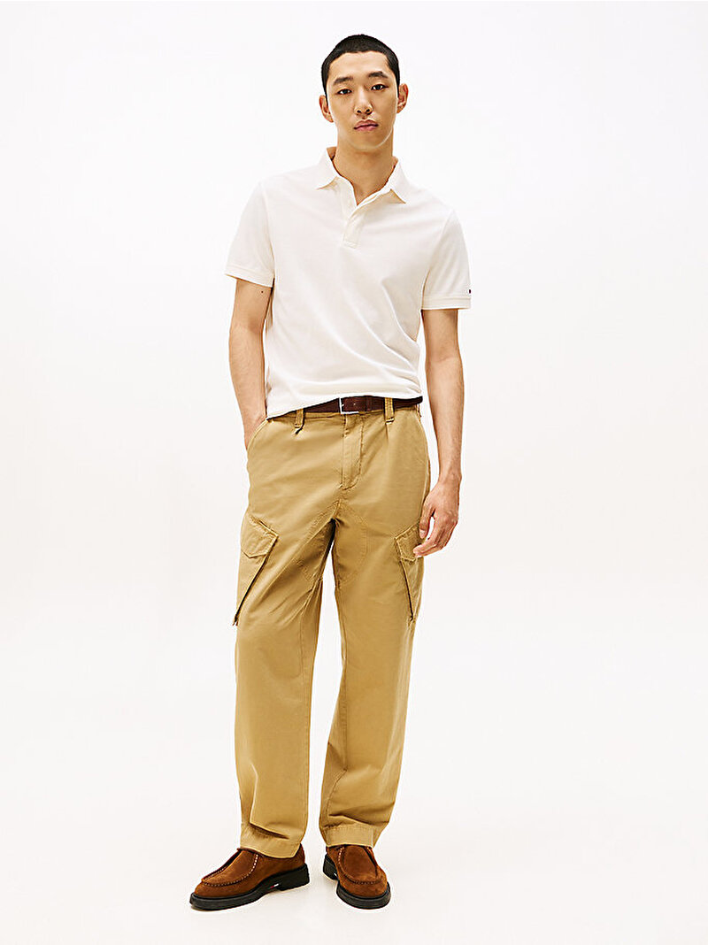 Erkek Hidden Placket Regular Polo T-shirt Beyaz MW0MW41513Z00