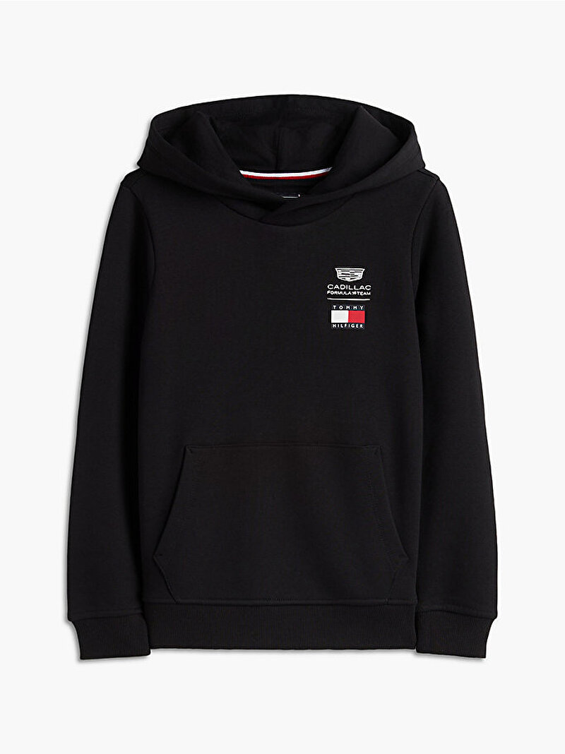 Çocuk Unisex TH X CF1 Logo Hoodie Siyah KS0KS00777BDS