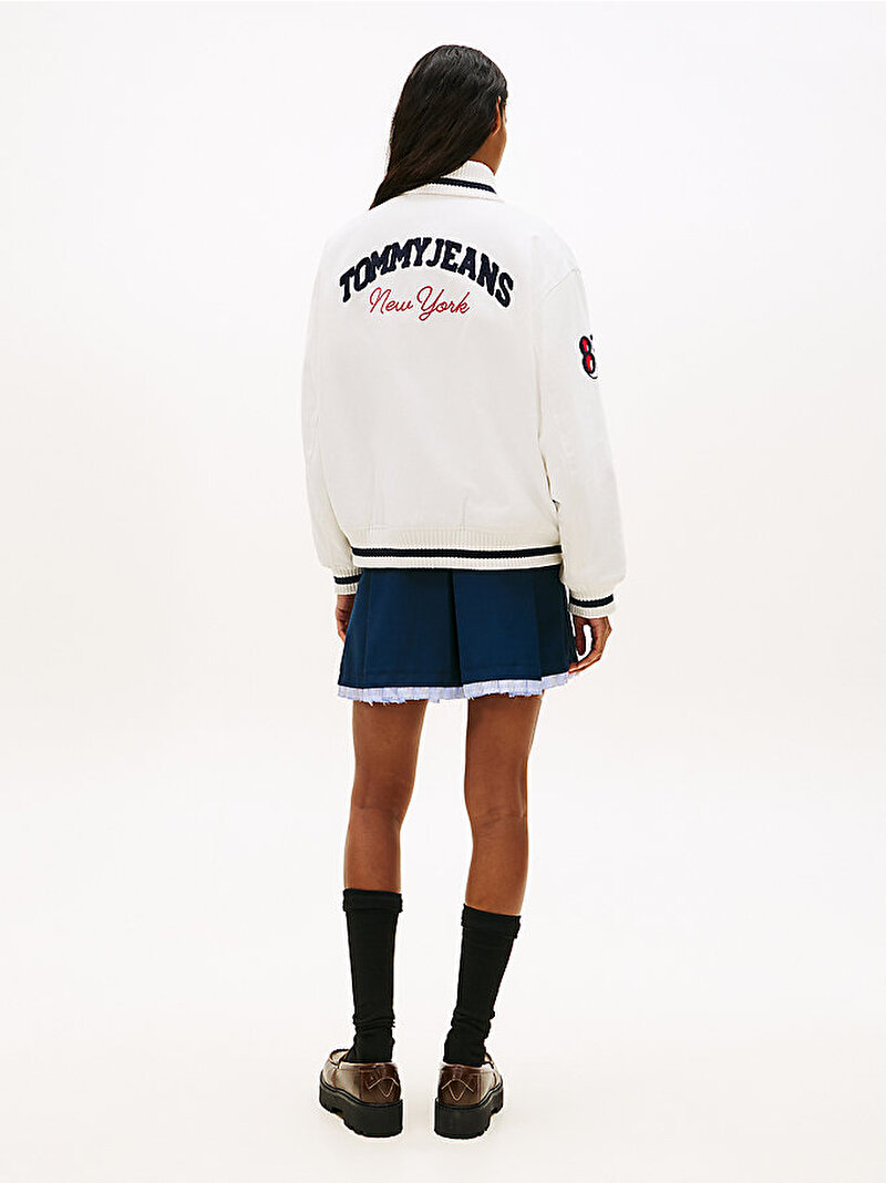 Kadın TJW Relax Cotton Bomber Ceket Beyaz DW0DW22585YBH