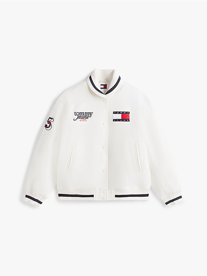 Kadın TJW Relax Cotton Bomber Ceket Beyaz DW0DW22585YBH