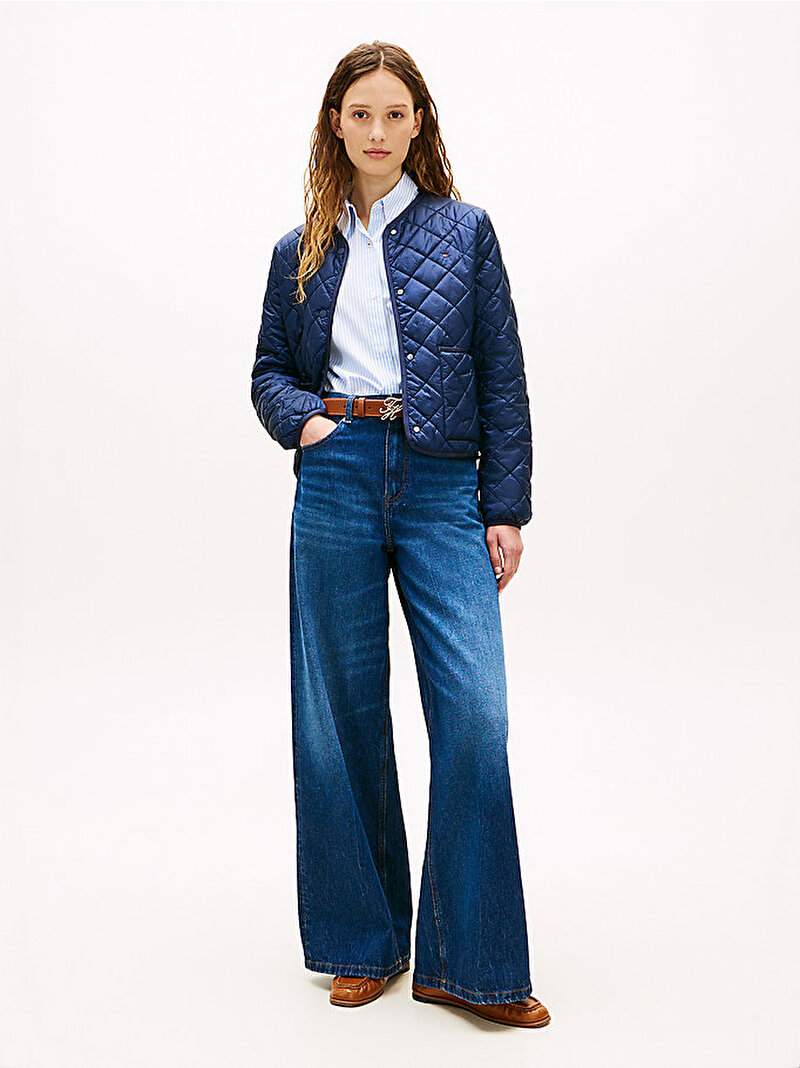 Kadın Padded Regular Quilted Puffer Mont Lacivert WW0WW47290C1G