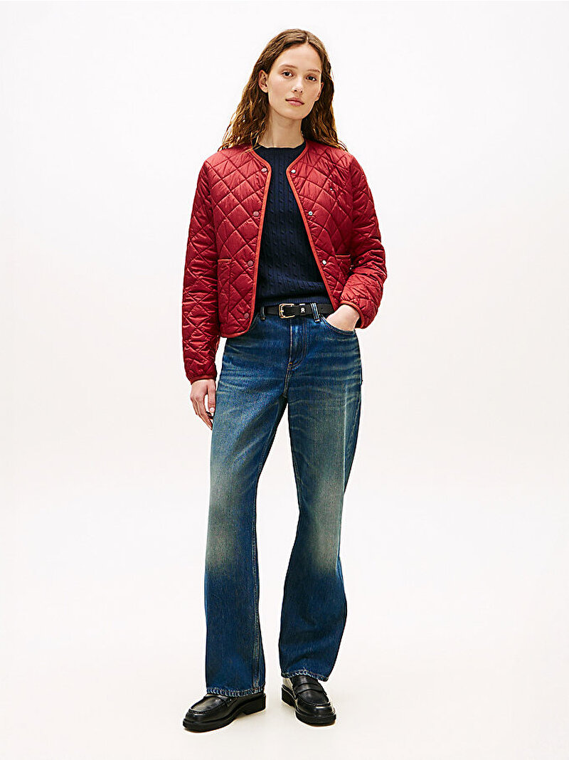 Kadın Padded Regular Quilted Puffer Mont Kırmızı WW0WW47290XJQ