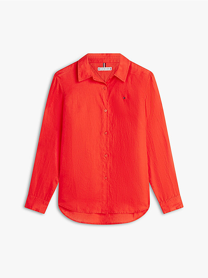 Kadın Essential Linen Relaxed Gömlek Kırmızı WW0WW44679SNE