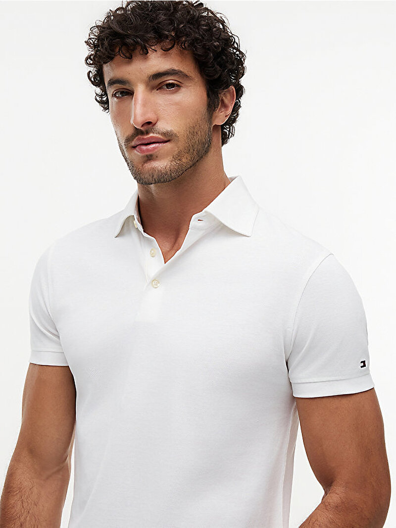 Erkek Wide Spread Collat Polo T-shirt Beyaz MW0MW39768YBS