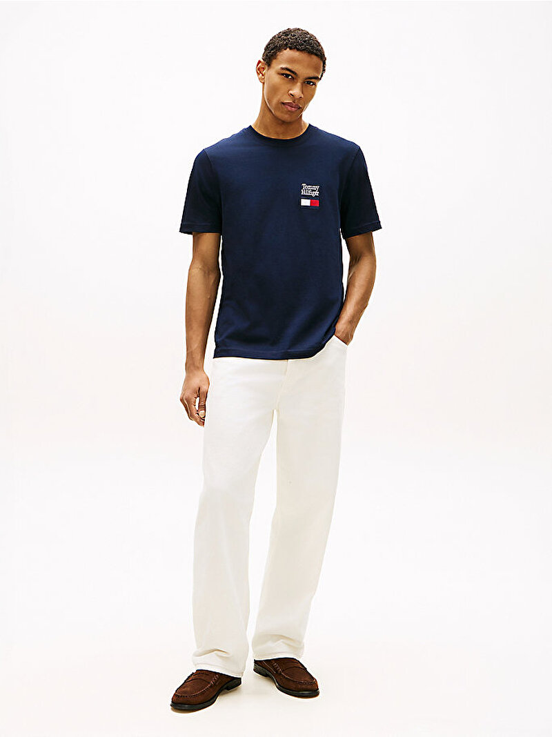 Erkek Brand Love Text T-shirt Lacivert MW0MW42367DW5