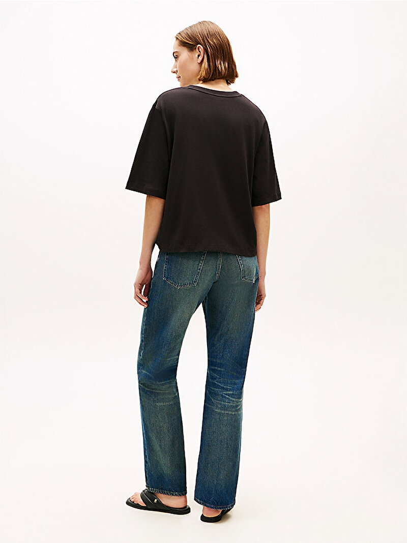 Kadın Corp Logo Trapeze T-shirt Siyah WW0WW47811BDS