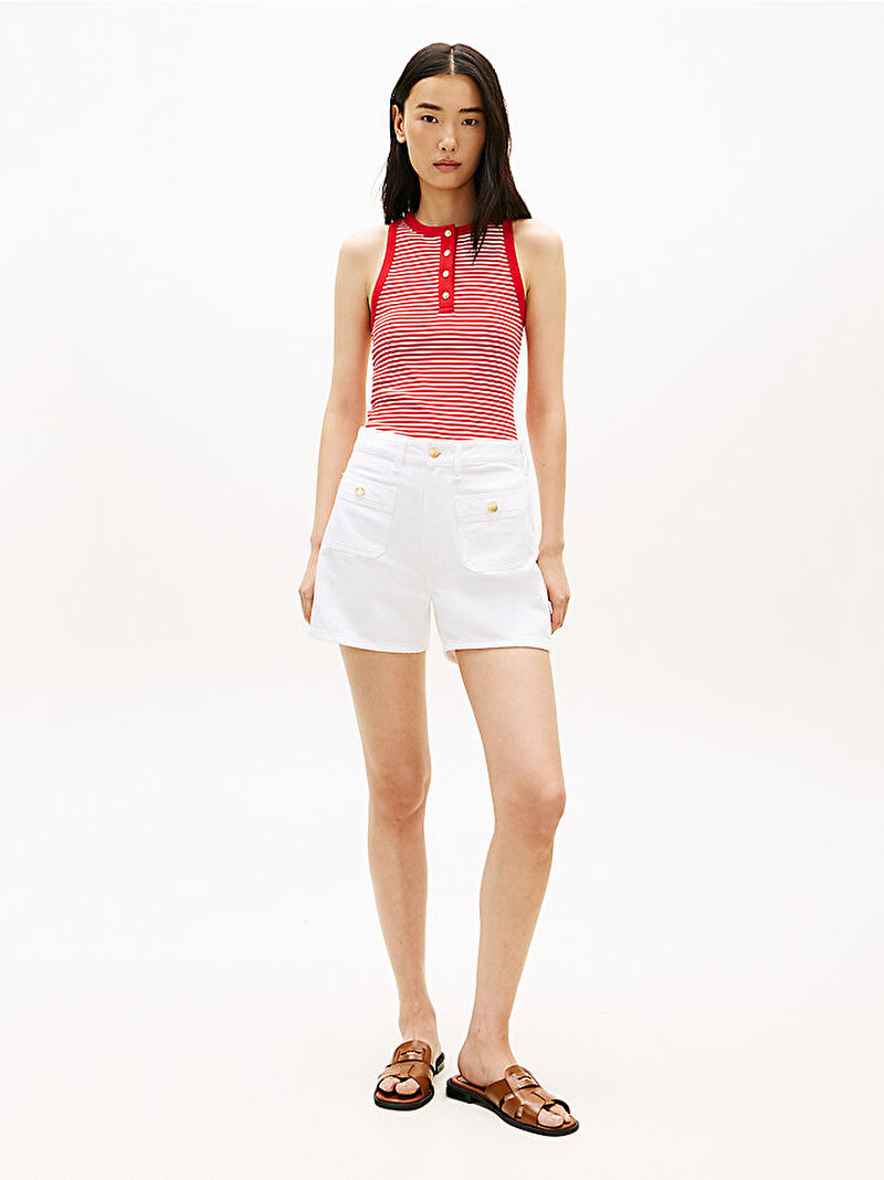 Kadın Gold Button Henley T-shirt Çok renkli WW0WW492510EY