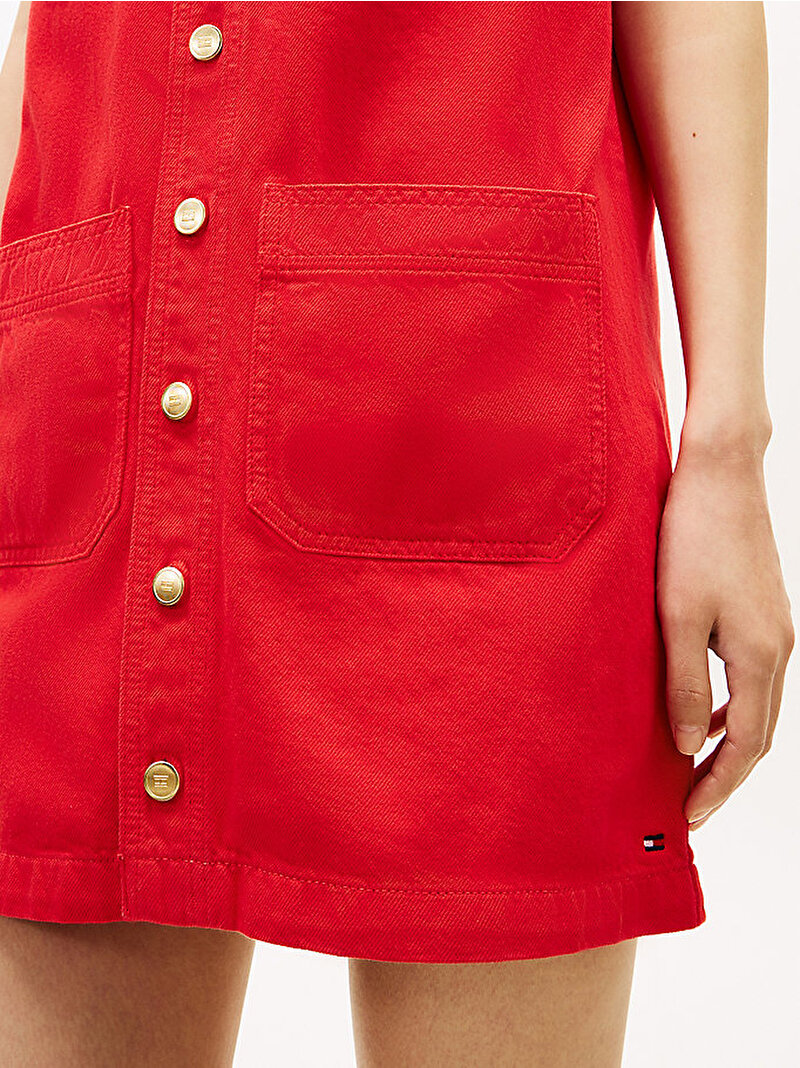 Kadın Denim Mini Elbise Kırmızı WW0WW48584SNE