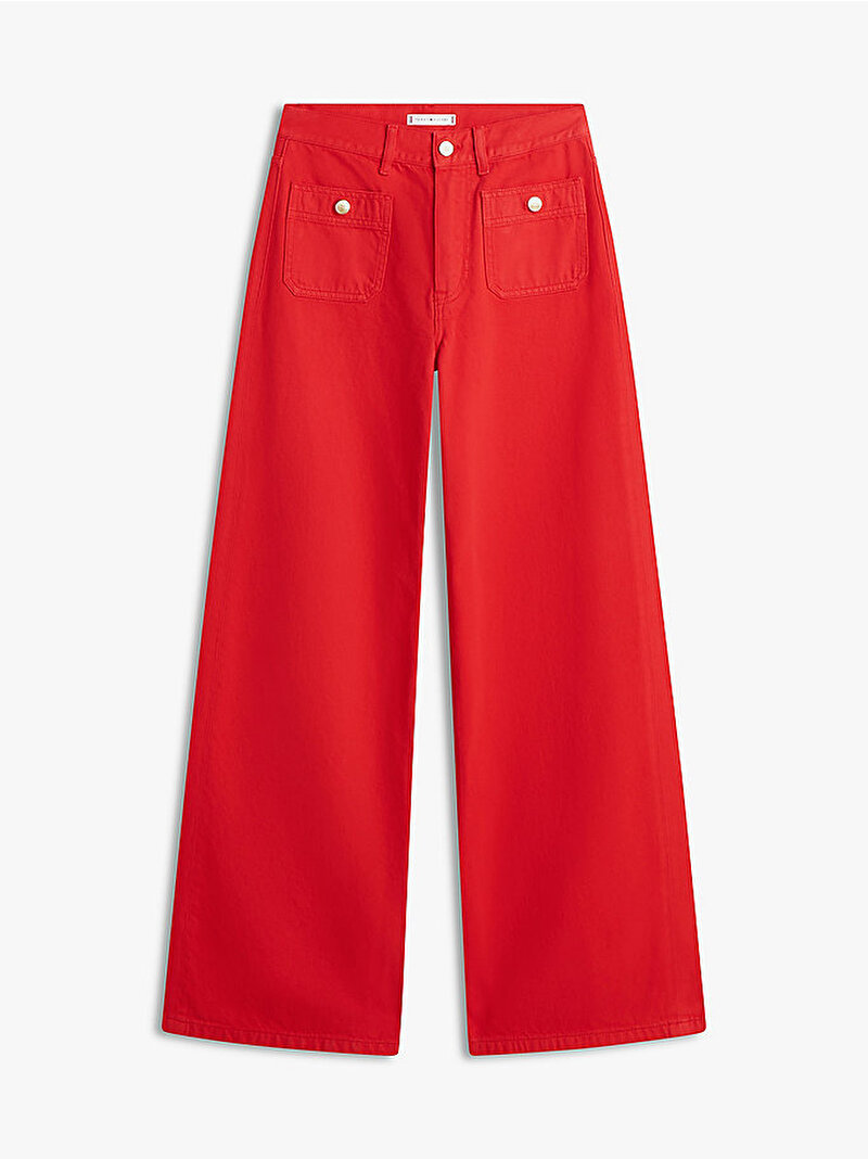 Kadın 70's Wide Leg Jean Pantolon Kırmızı WW0WW48576SNE