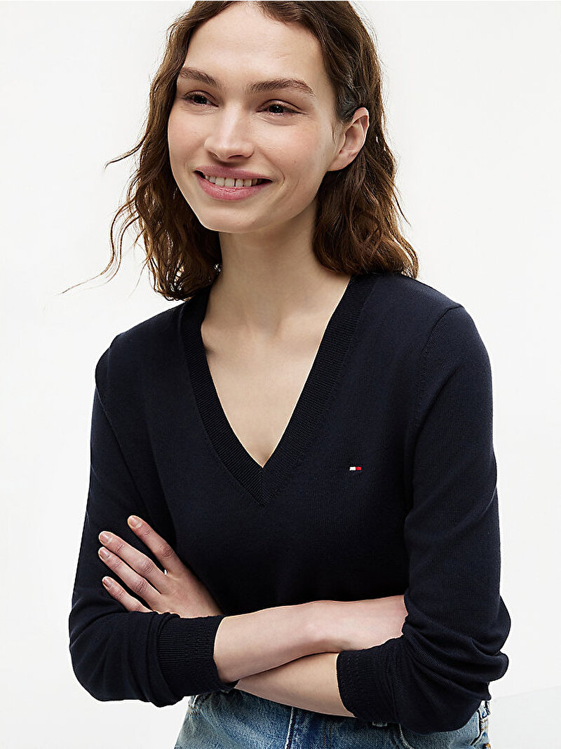 Kadın Co Jersey Stitch Kazak Lacivert WW0WW42049DW5