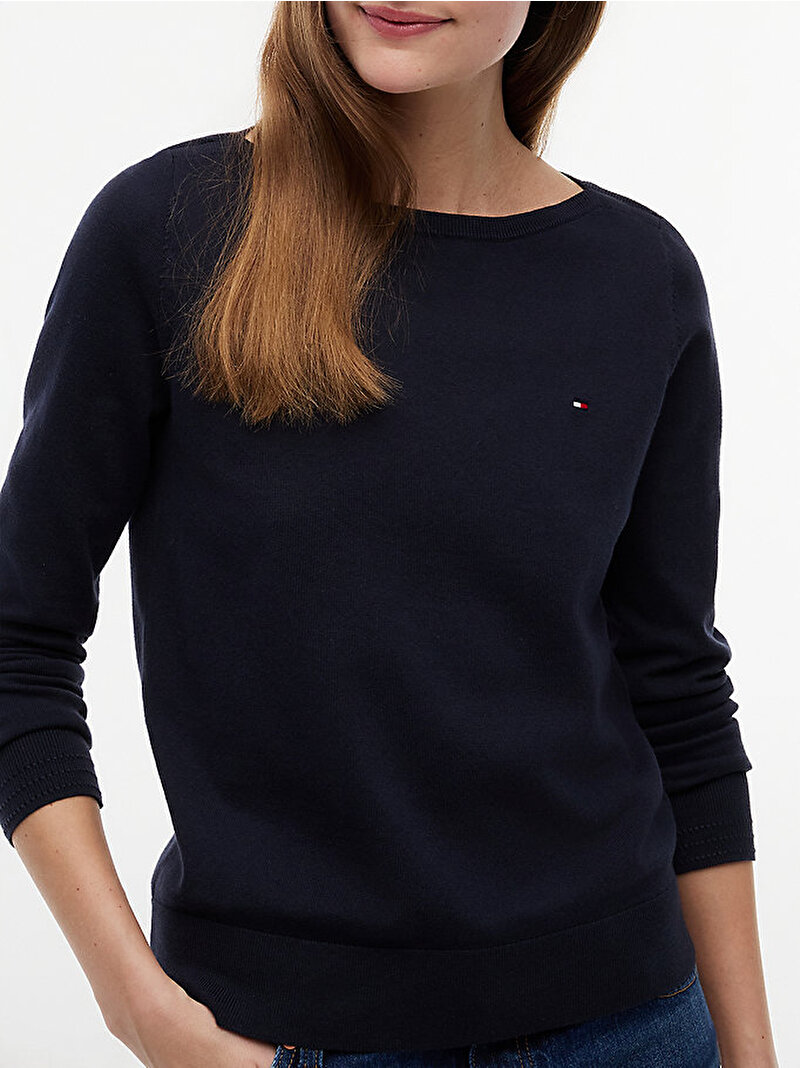 Kadın Co Jersey Stitch Kazak Lacivert WW0WW42050DW5