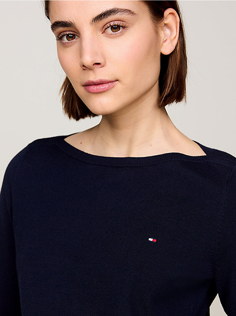 Kadın Co Jersey Stitch Kazak Lacivert WW0WW42050DW5