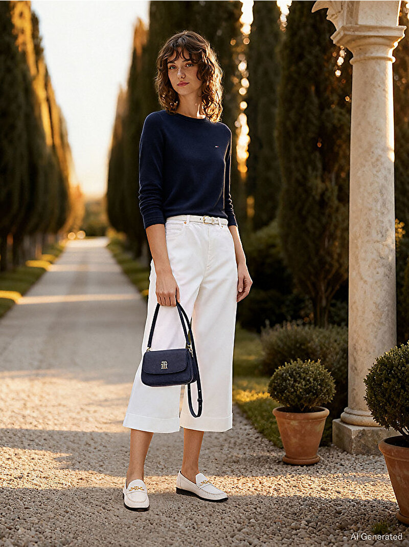 Kadın Co Jersey Stitch Kazak Lacivert WW0WW42050DW5