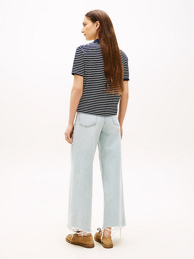 Kadın Lyocell Pique Open Polo T-shirt Lacivert WW0WW487200BF