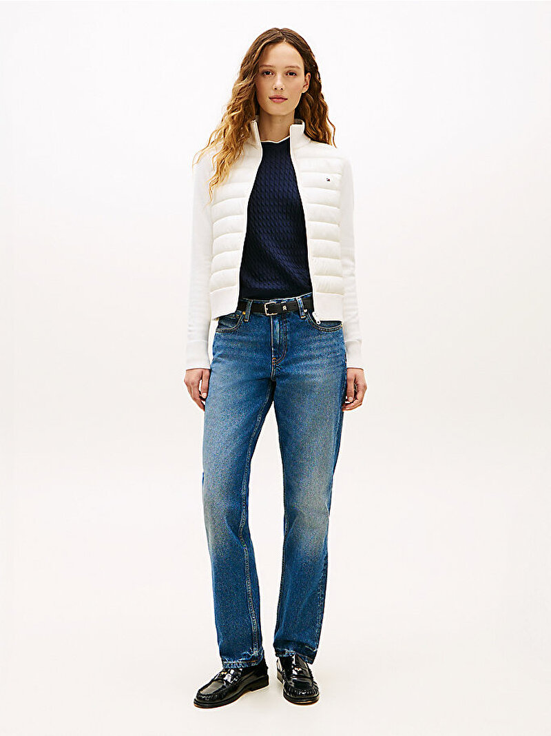 Kadın Knit Padded Puffer Mont Beyaz WW0WW50551YA8