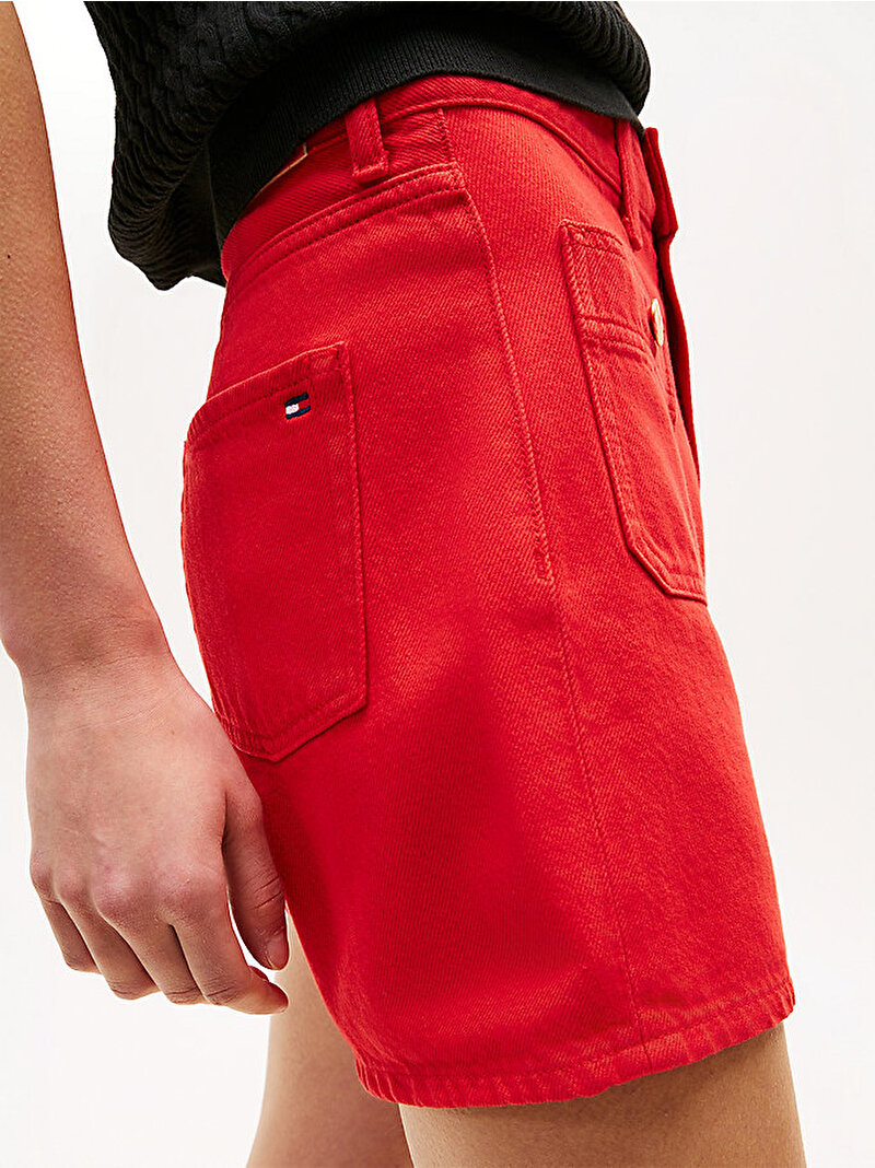 Kadın Denim Mini Şort Kırmızı WW0WW49579SNE