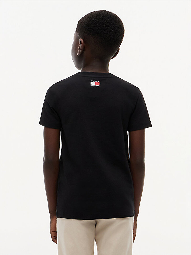 Çocuk Unisex TH X CF1 Logo T-shirt Siyah KS0KS00776BDS